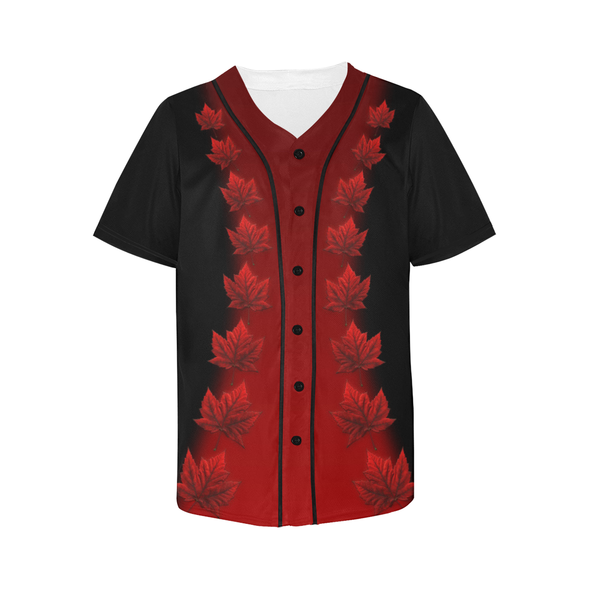 Canada Maple Leaf Black All Over Print Baseball Jersey for Women (Model T50)