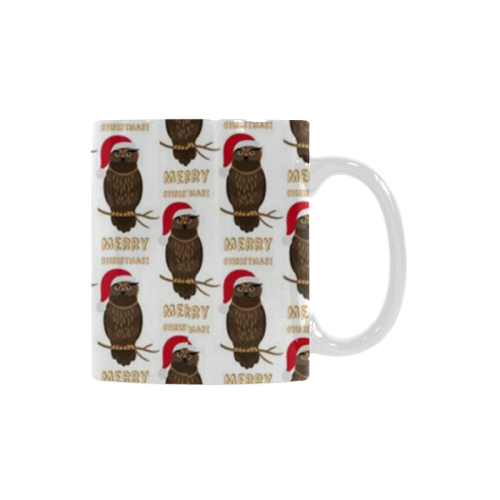 Merry Christmas Owl Pattern White Mug(11OZ)