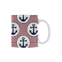 navy and red anchor nautical design White Mug(11OZ)