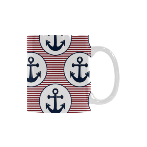 navy and red anchor nautical design White Mug(11OZ)