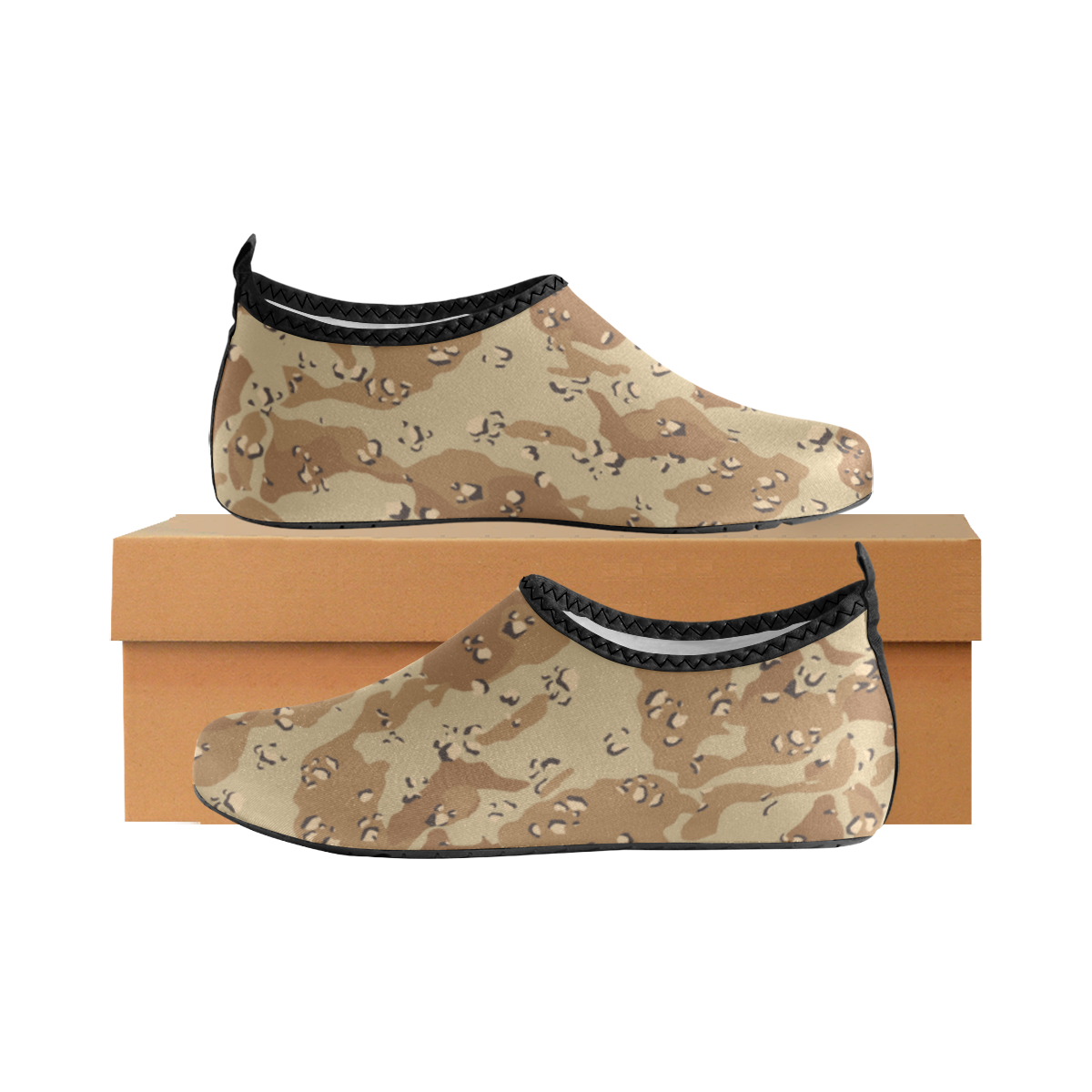 Vintage Desert Brown Camouflage Kids' Slip-On Water Shoes (Model 056)
