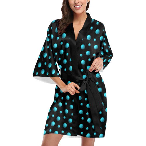 Terrific Turquoise Polka Dots Kimono Robe