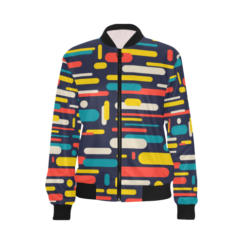 Colorful Rectangles All Over Print Bomber Jacket for Women (Model H36)