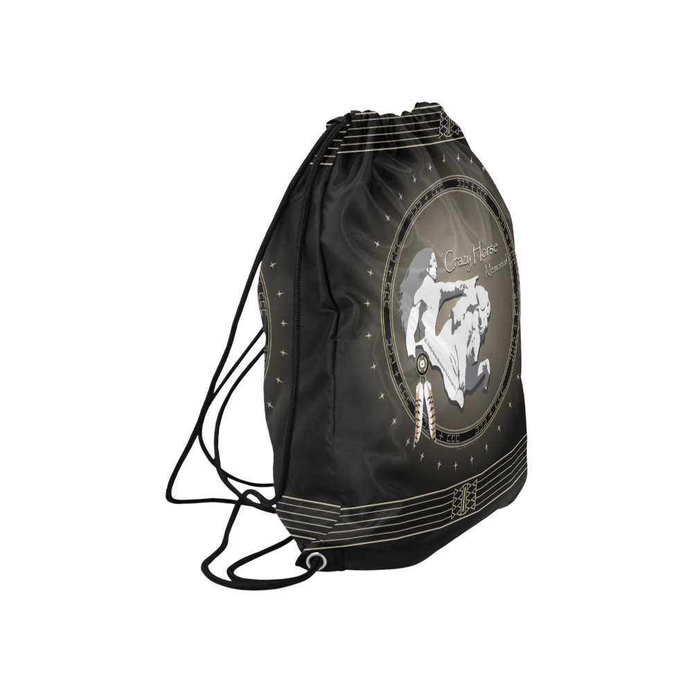Crazy Horse Black Large Drawstring Bag Model 1604 (Twin Sides)  16.5"(W) * 19.3"(H)