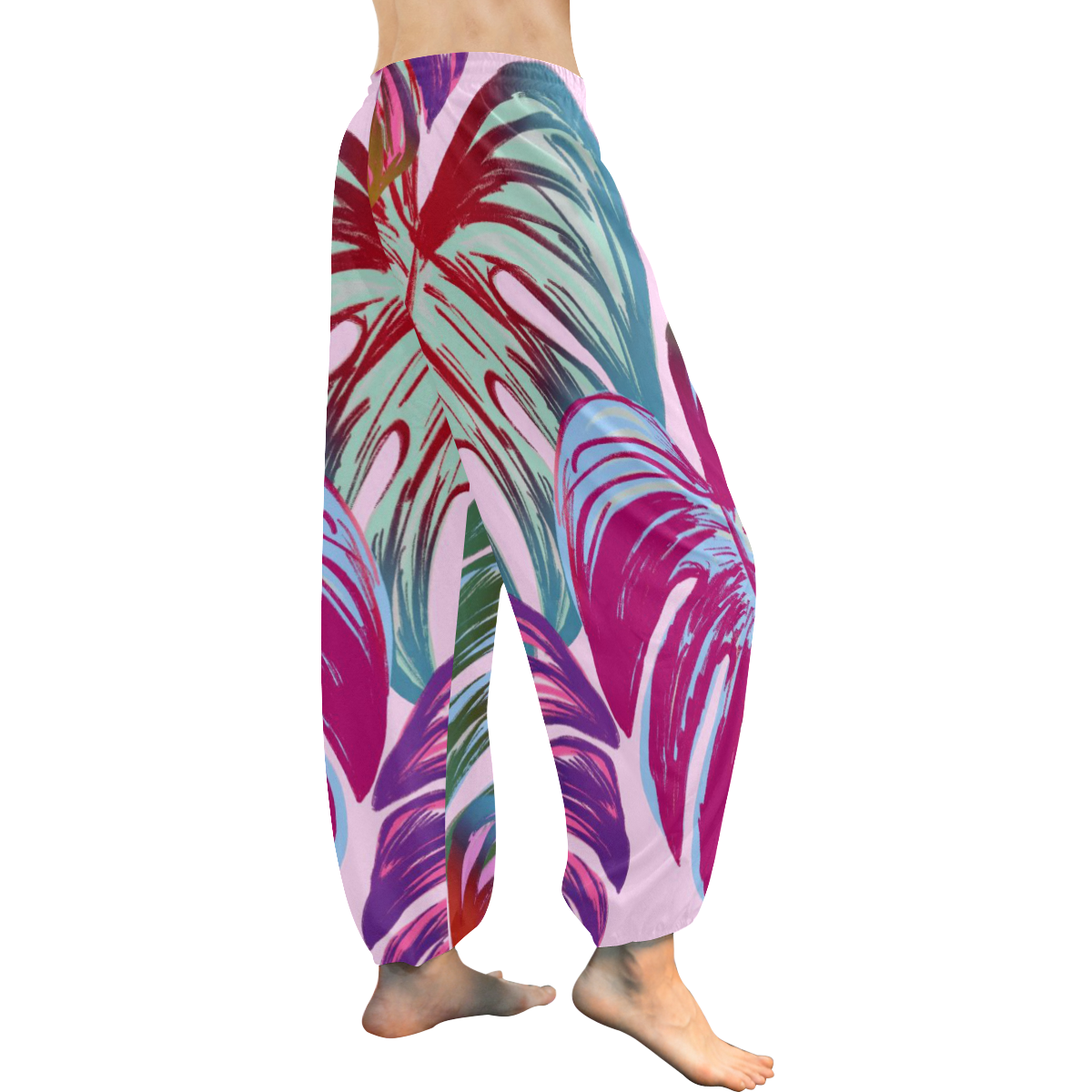 Pretty Leaves B by JamColors Women's All Over Print Harem Pants (Model L18)