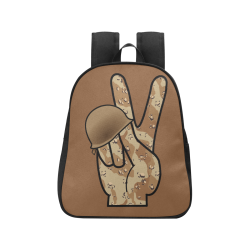 Desert Camouflage Peace Sign Fabric School Backpack (Model 1682) (Small)