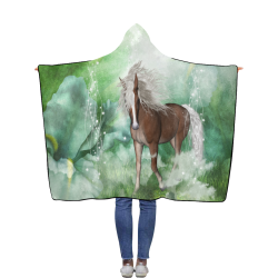 Horse in a fantasy world Flannel Hooded Blanket 50''x60''