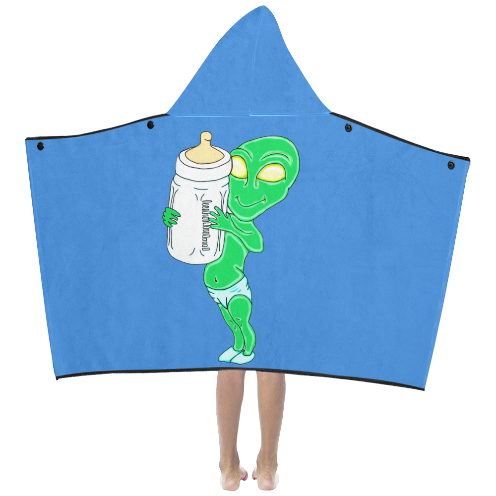 Alien Baby Boy Blue Kids' Hooded Bath Towels
