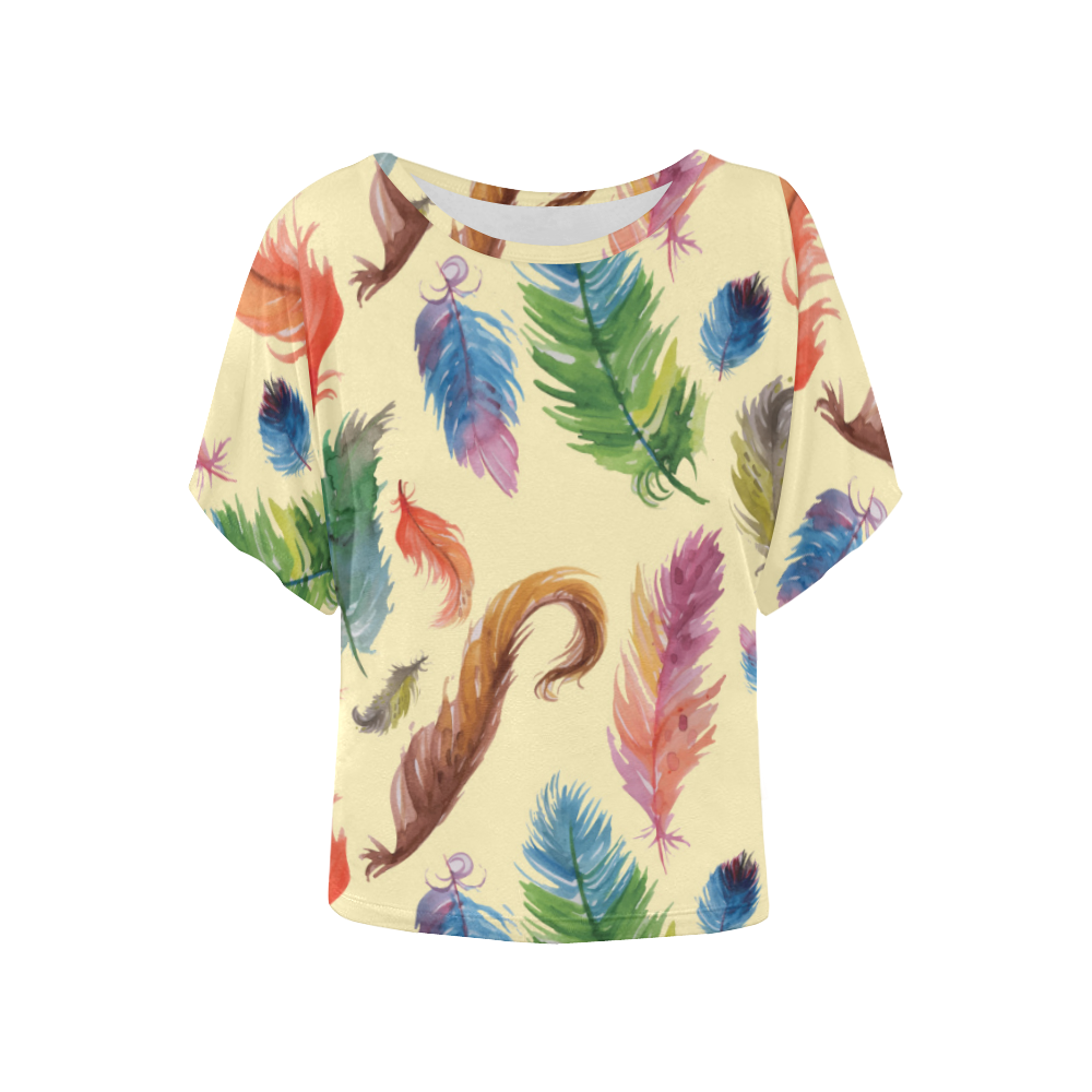 feathers Women's Batwing-Sleeved Blouse T shirt (Model T44)