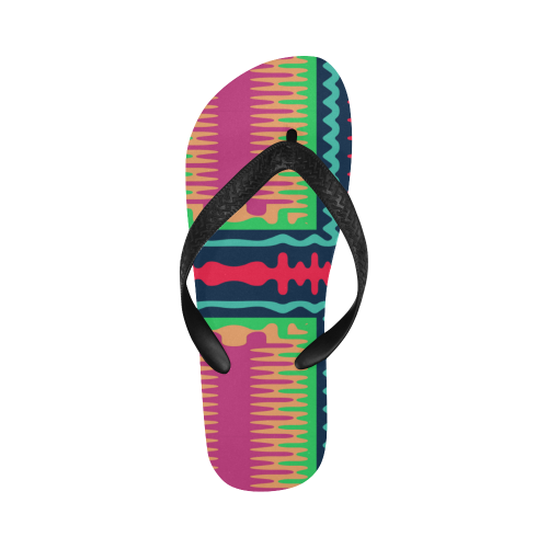 Waves in retro colors Flip Flops for Men/Women (Model 040)