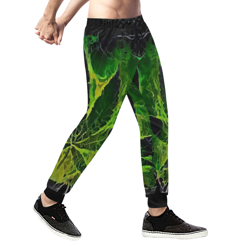 Acid Leaf (Black) Men's All Over Print Sweatpants (Model L11)