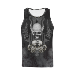 Skull with crow in black and white All Over Print Tank Top for Men (Model T43)
