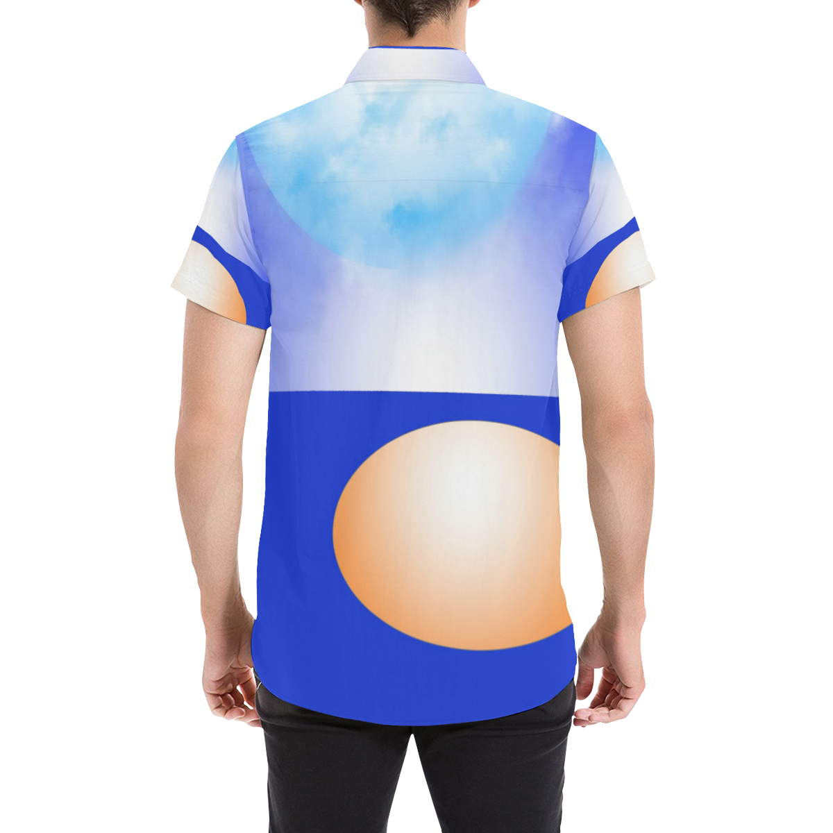 Blue & Orange Men's All Over Print Short Sleeve Shirt/Large Size (Model T53)