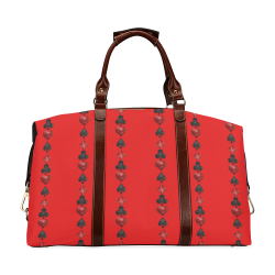 Las Vegas Black and Red Casino Poker Card Shapes on Red Classic Travel Bag (Model 1643) Remake