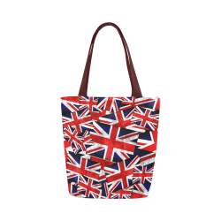 Union Jack British UK Flag - Brown Strap Canvas Tote Bag (Model 1657)