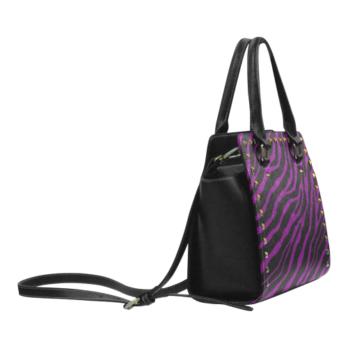 Ripped SpaceTime Stripes - Purple Rivet Shoulder Handbag (Model 1645)