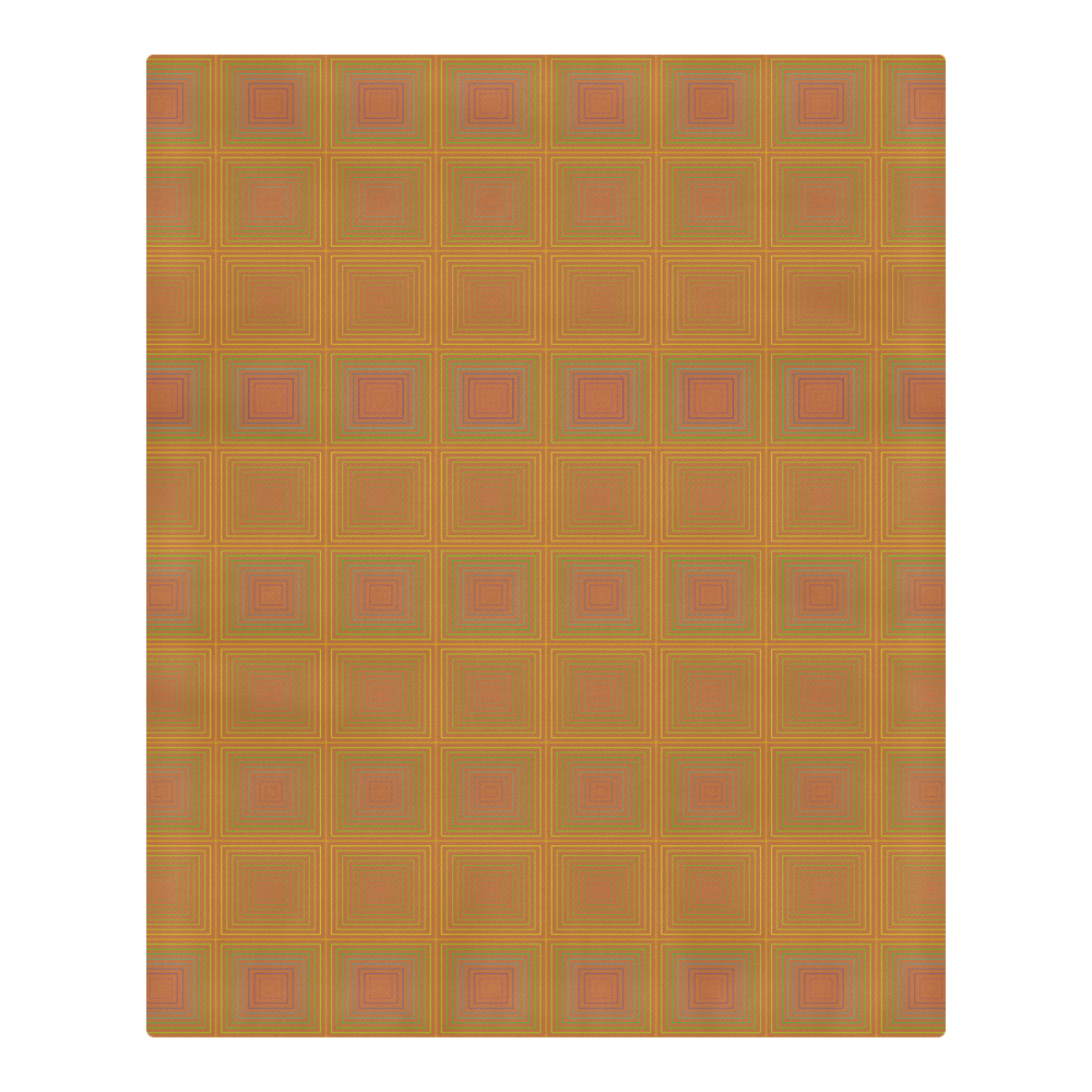 Golden pink multicolored multiple squares 3-Piece Bedding Set