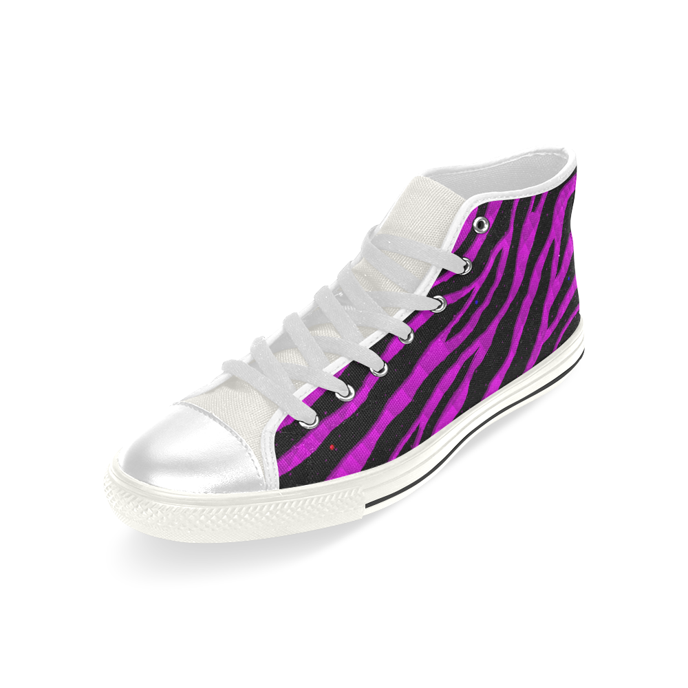 Ripped SpaceTime Stripes - Pink Men’s Classic High Top Canvas Shoes (Model 017)