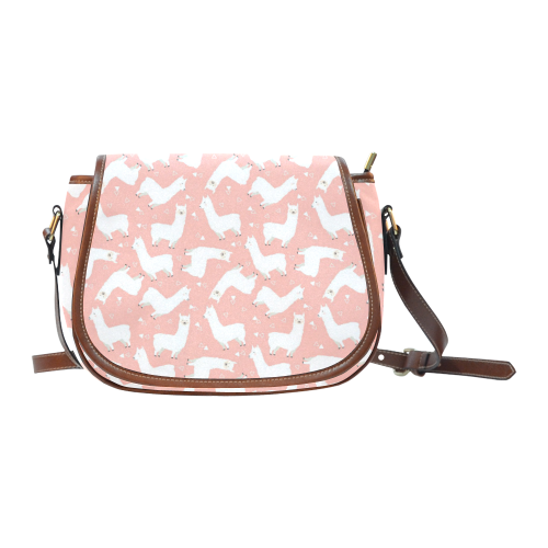 Pink Llama Pattern Saddle Bag/Large (Model 1649)