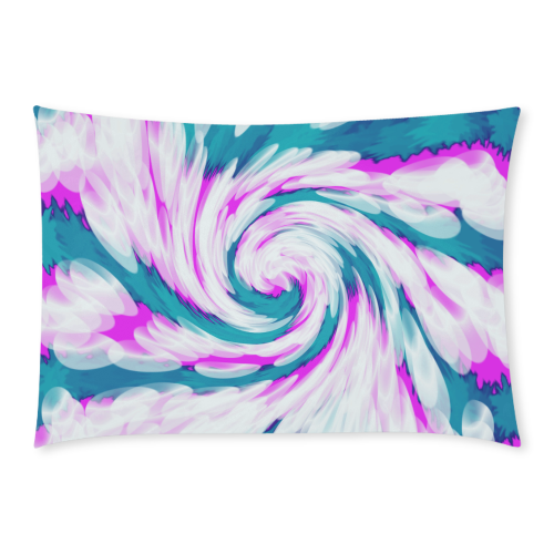 Turquoise Pink Tie Dye Swirl Abstract Custom Rectangle Pillow Case 20x30 (One Side)