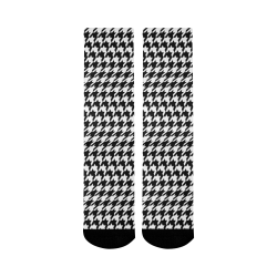 Wavy Houndstooth (Black/White) Mid-Calf Socks (Black Sole)