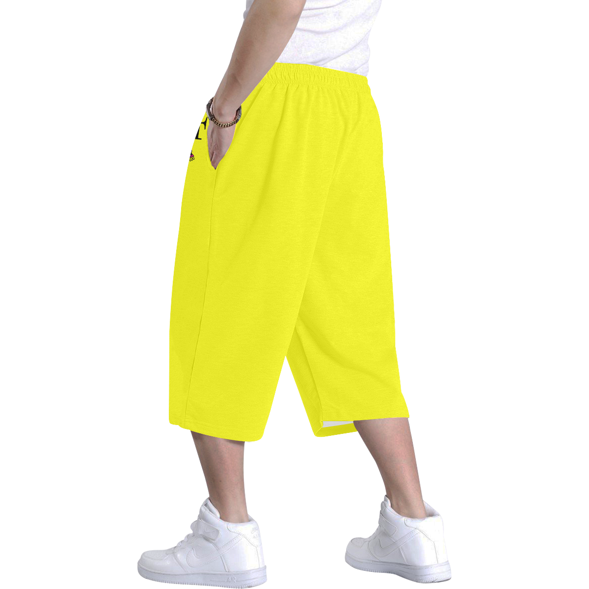 Canary Yellow Long Shorts Men's All Over Print Baggy Shorts (Model L37)