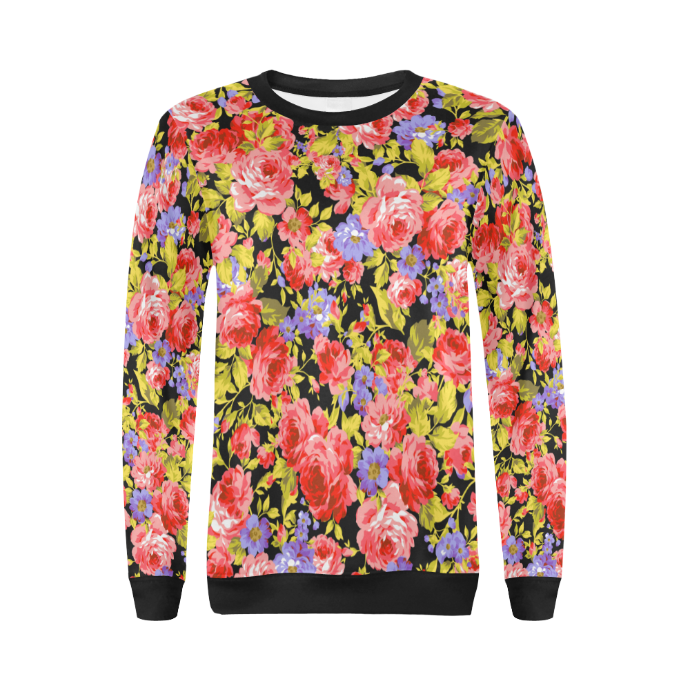 Colorful Flower Pattern All Over Print Crewneck Sweatshirt for Women (Model H18)