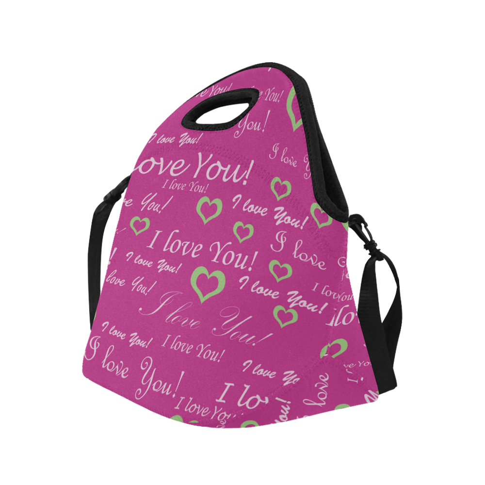 I Love You Floating Hearts Neoprene Lunch Bag/Large (Model 1669)