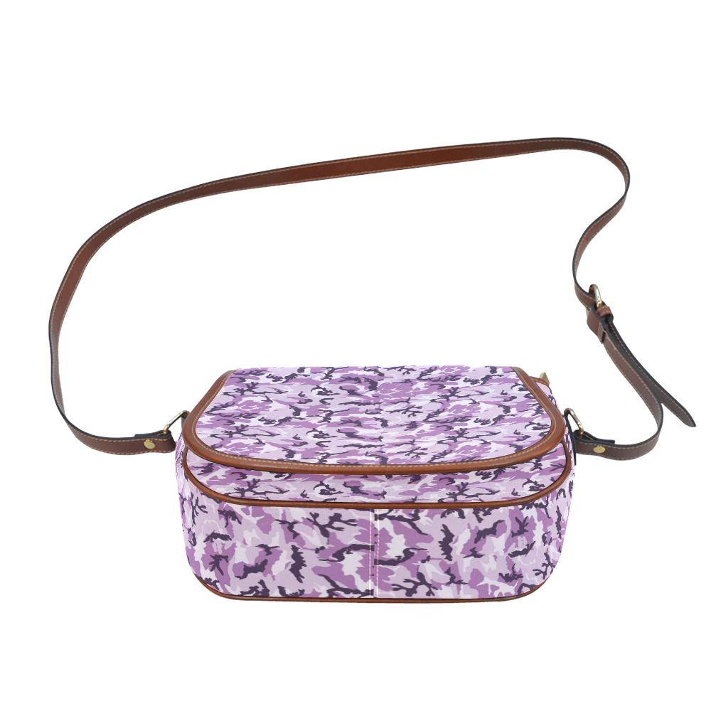 Woodland Pink Purple Camouflage Saddle Bag/Small (Model 1649) Full Customization