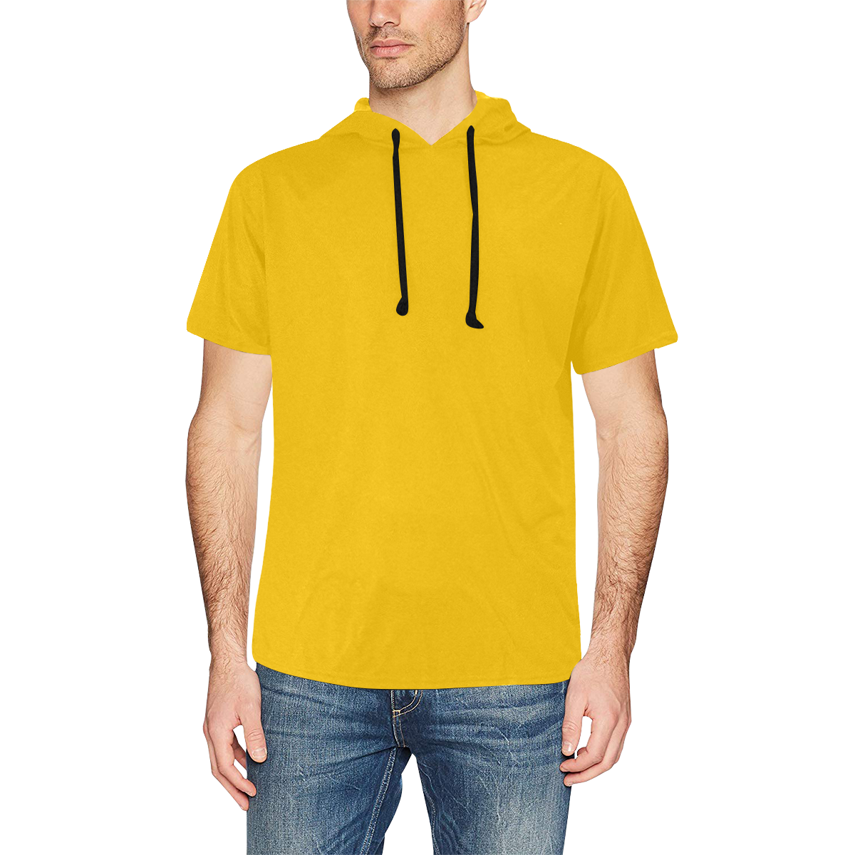 MBF hoodie yellow All Over Print Short Sleeve Hoodie for Men (Model H32)