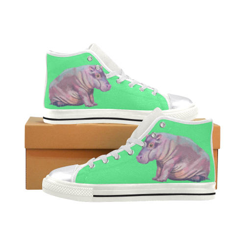 Baby Hippo Style Women's Classic High Top Canvas Shoes (Model 017)