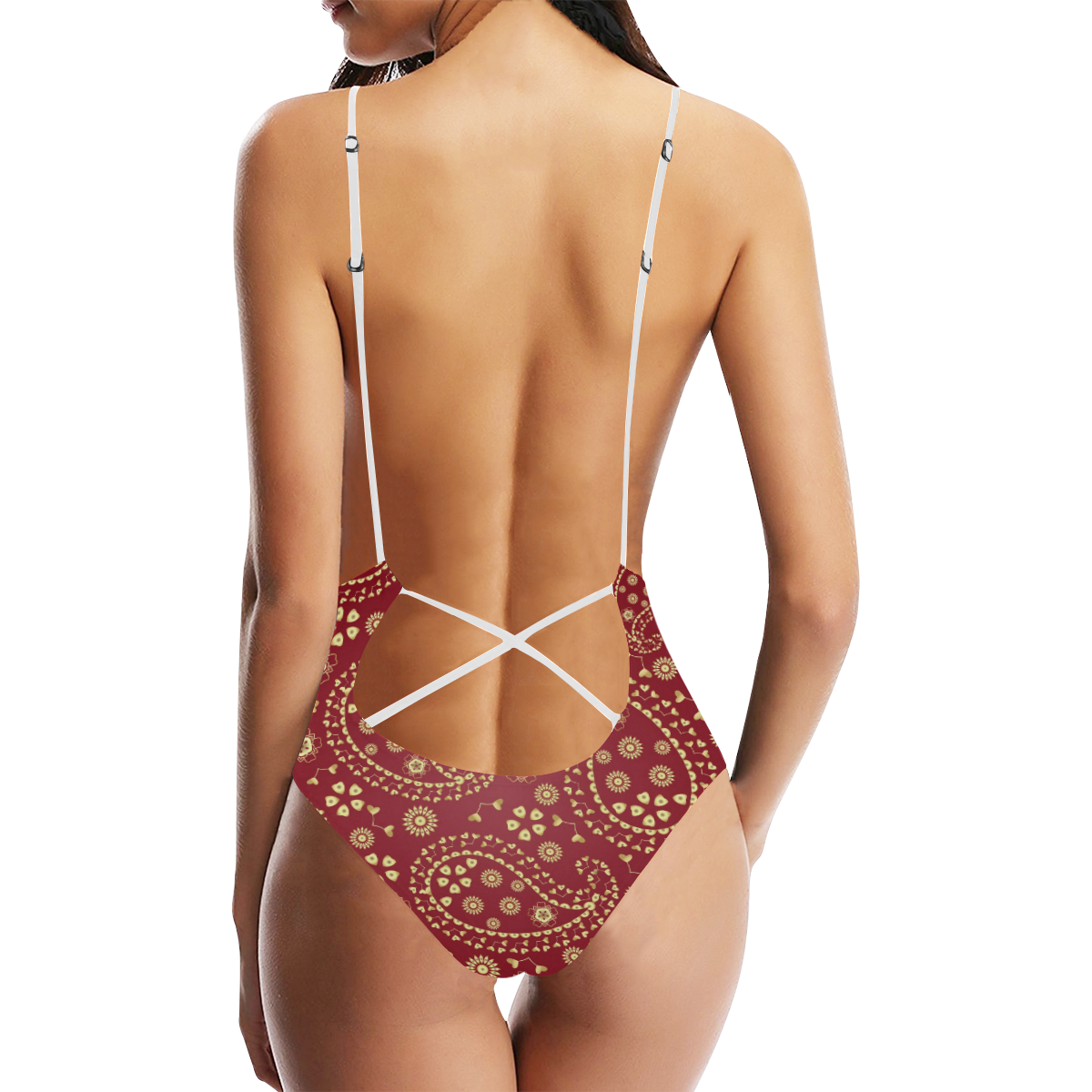 paisley-background-4737185 Sexy Lacing Backless One-Piece Swimsuit (Model S10)