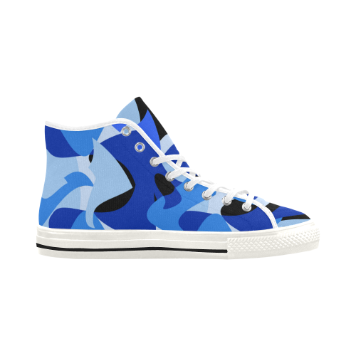 Camouflage Abstract Blue and Black Vancouver H Women's Canvas Shoes (1013-1)