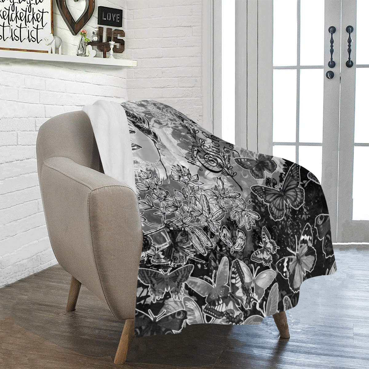 Lady and butterflies Ultra-Soft Micro Fleece Blanket 40"x50"