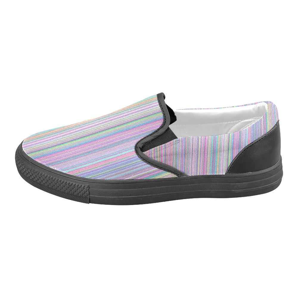 Broken TV screen digital rainbow stripe 3 Slip-on Canvas Shoes for Men/Large Size (Model 019)