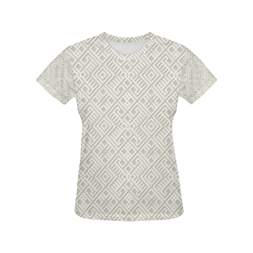 White 3D Geometric Pattern All Over Print T-Shirt for Women (USA Size) (Model T40)