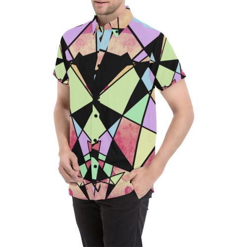 Geometric shapes Men's All Over Print Short Sleeve Shirt (Model T53)