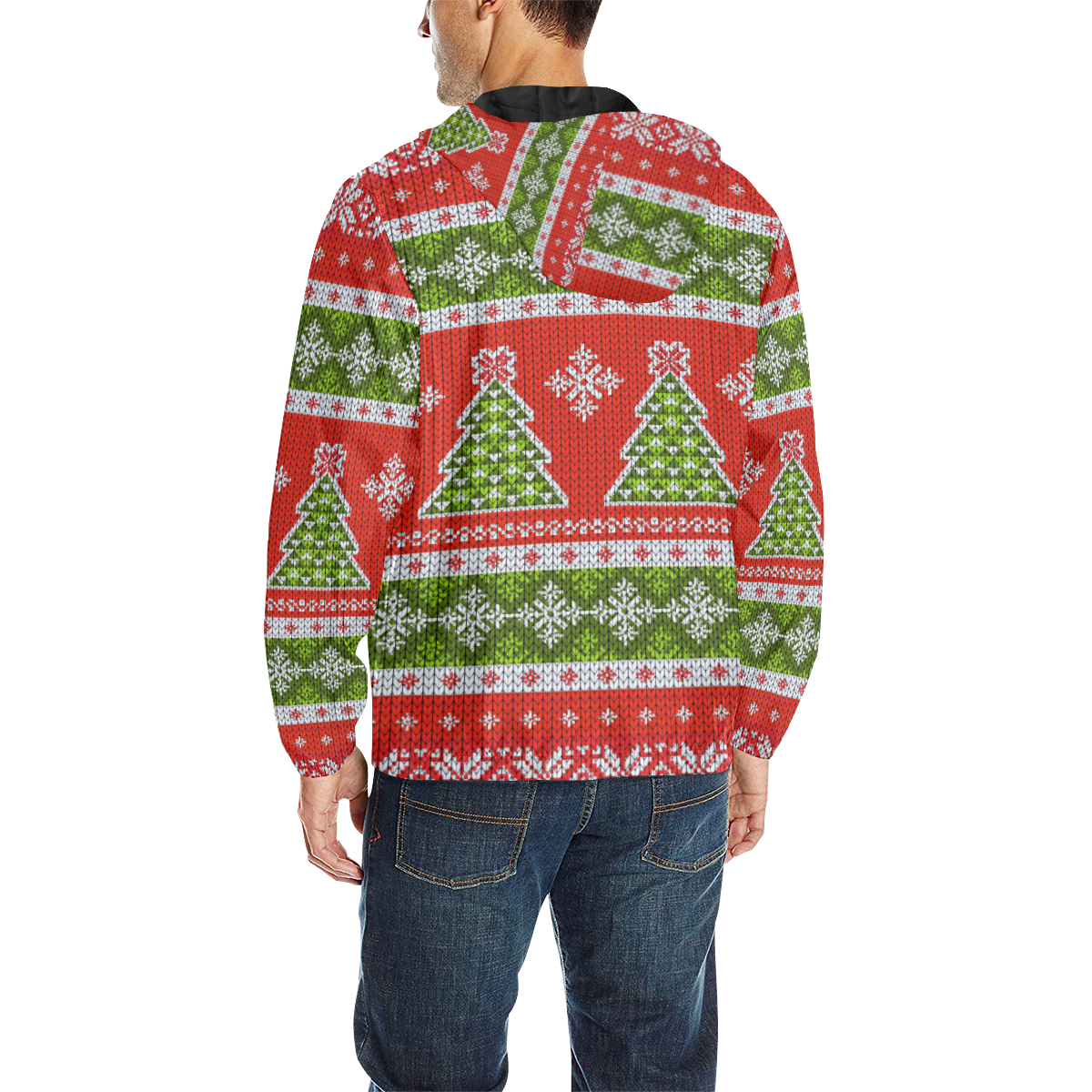 Christmas Knit All Over Print Quilted Windbreaker for Men (Model H35)