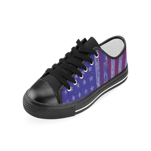 Vintage Retro America American USA Flag stars & stripes Women's Classic Canvas Shoes (Model 018)