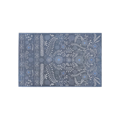 Ayumi Vintage Blue, Gray, Silver Floral Area Rug 5'x3'3''