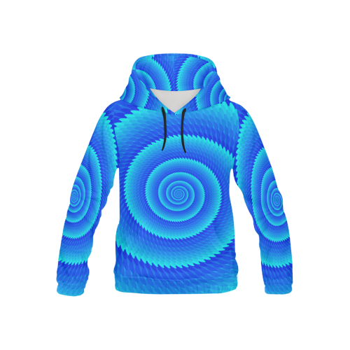 Blue spiral wave All Over Print Hoodie for Kid (USA Size) (Model H13)