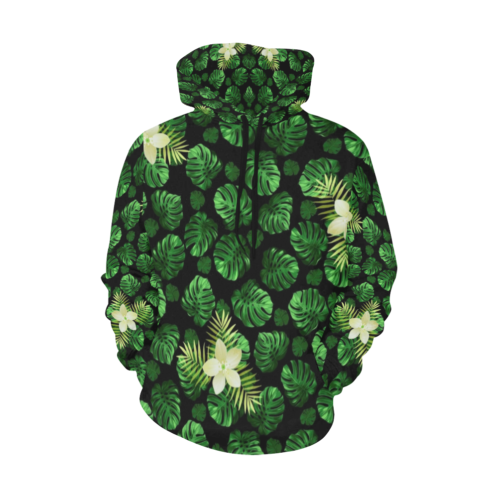 Green Foliage All Over Print Hoodie for Women (USA Size) (Model H13)