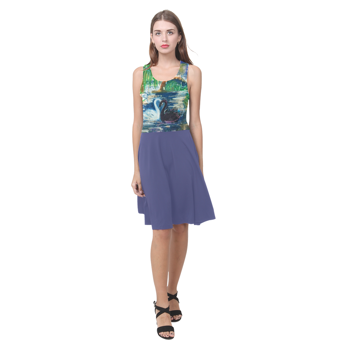 Swans in an Alcove Atalanta Casual Sundress(Model D04)