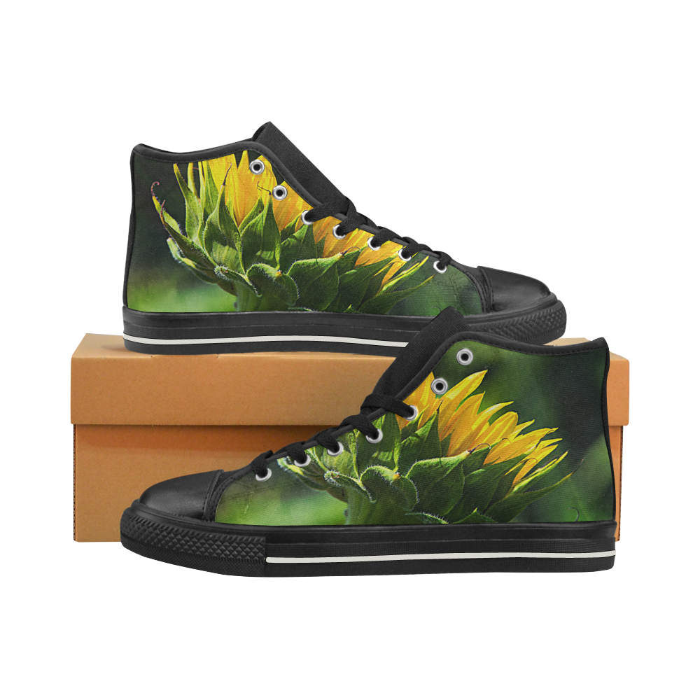 Sunflower New Beginnings High Top Canvas Shoes for Kid (Model 017)