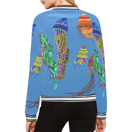 cool jellyfish All Over Print Bomber Jacket for Women (Model H21)