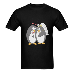 Penguin Wedding Black Men's T-shirt in USA Size (Front Printing Only) (Model T02)