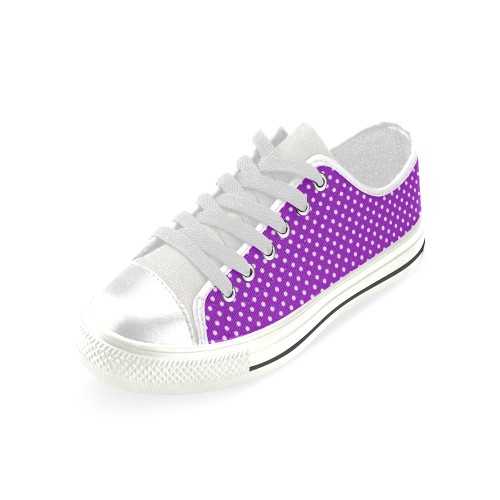 Lavander polka dots Low Top Canvas Shoes for Kid (Model 018)
