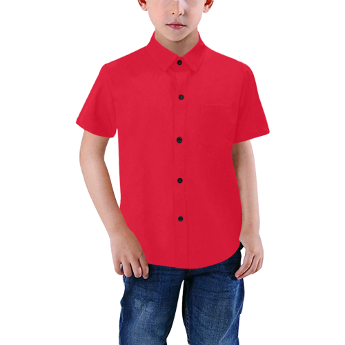 color Spanish red Boys' All Over Print Short Sleeve Shirt (Model T59)