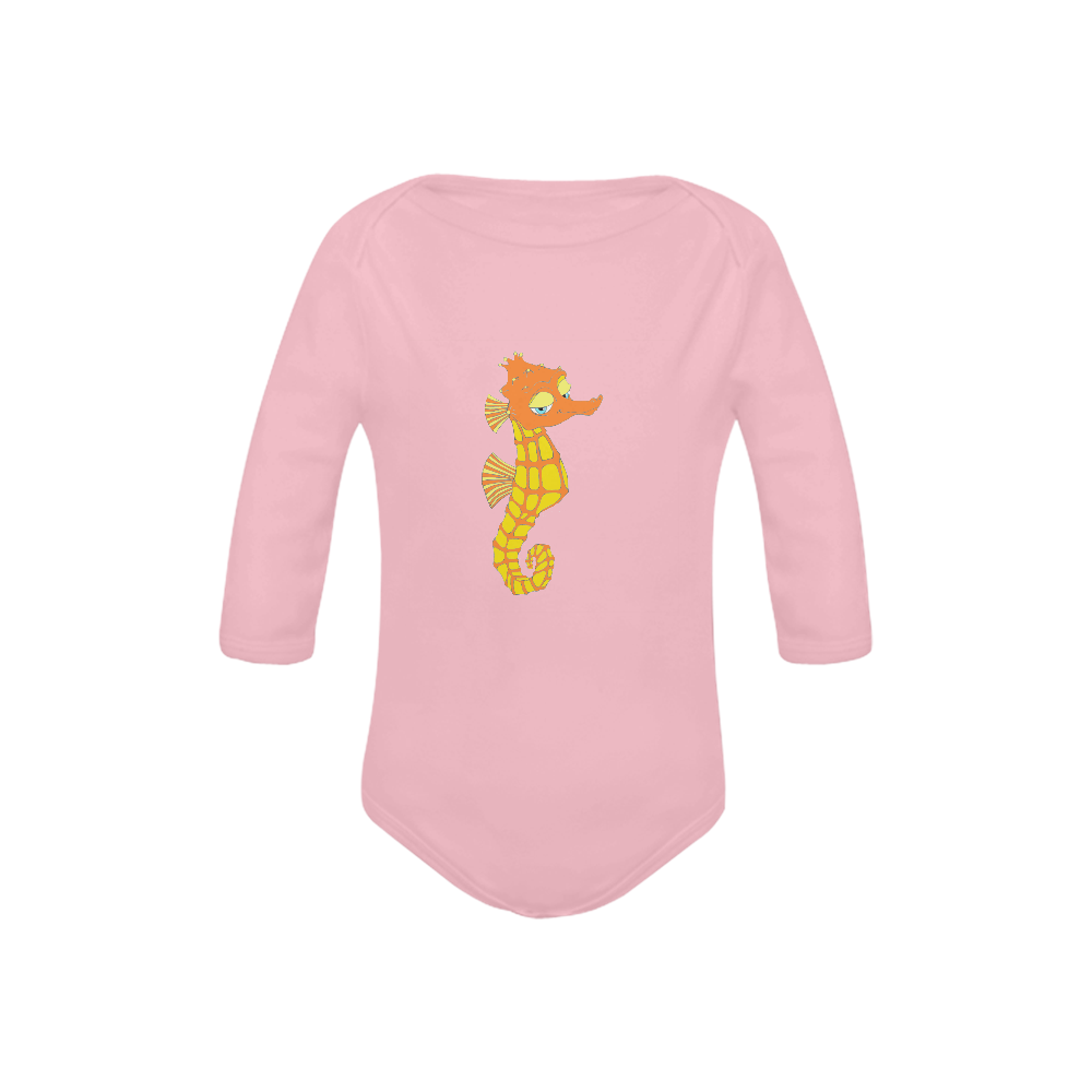 Sassy Seahorse Pink Baby Powder Organic Long Sleeve One Piece (Model T27)