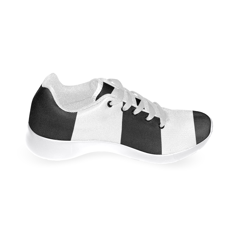 Black White Stripes Women’s Running Shoes (Model 020)